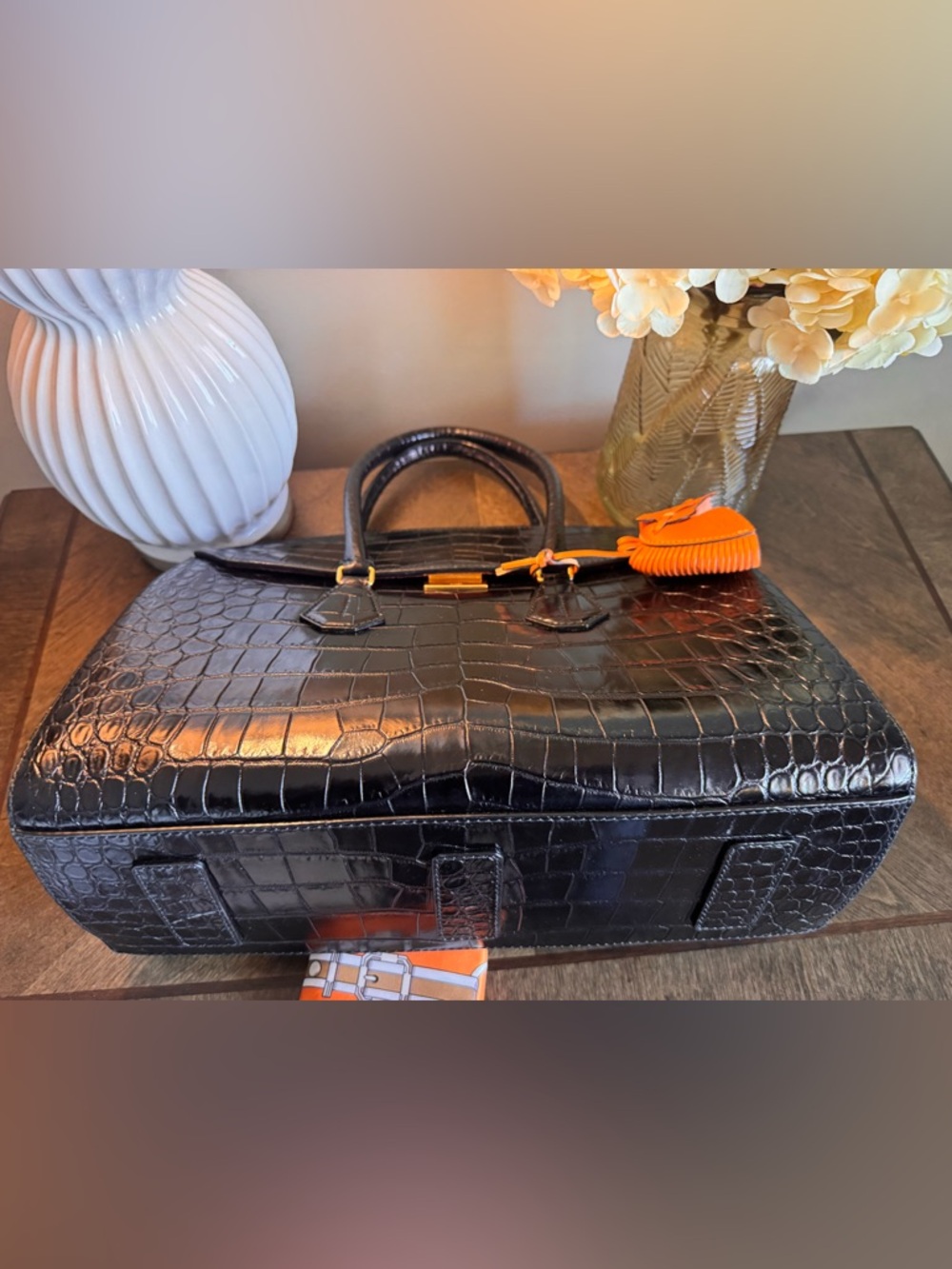 Bally Saphyr Black Croc-Embossed Top Handle bag - Picture 15 of 16